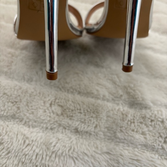 Public Desire Silver Stiletto High Heels with Ankle Strap Size 7 - Picture 6 of 13